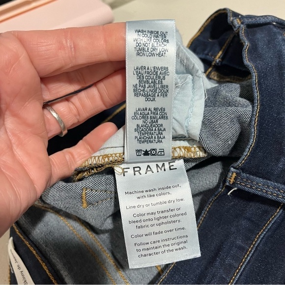 Frame Denim Le Skinny De Jeanne Jeans Dark Wash Size 27 Low Rise Chewed Hem - Picture 9 of 9